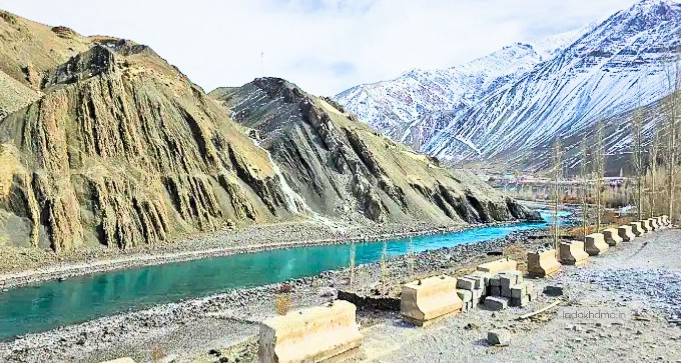 Panoramic view of Alchi Monastery overlooking the Indus Valley near Leh, Ladakh