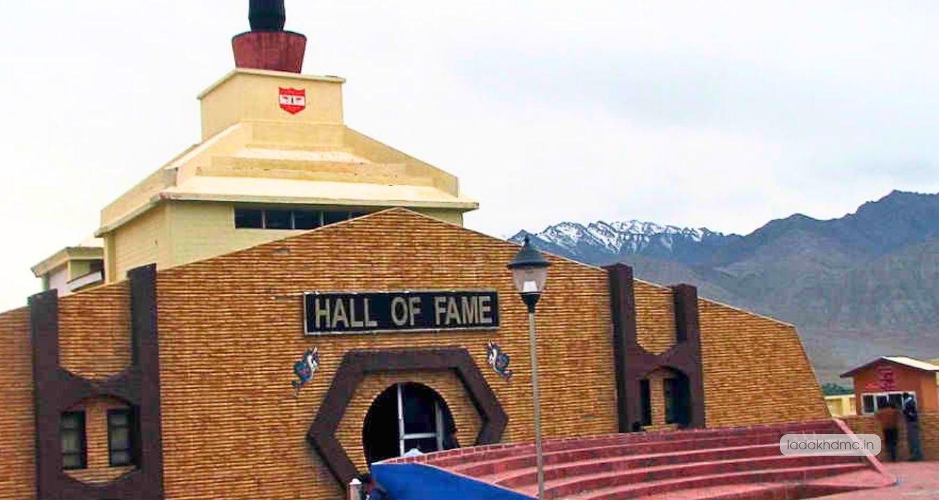 Detailed view of military artifacts and history at Hall of Fame Museum, Leh