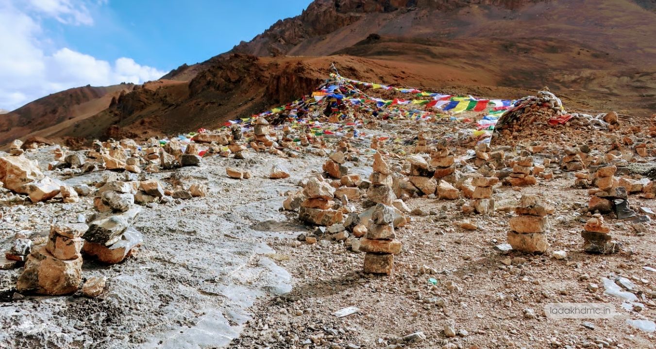 Tso Moriri Lake with clear blue water and mountains in Ladakh