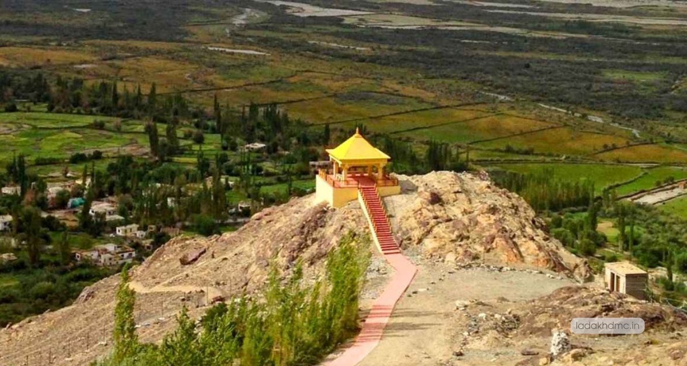 Scenic view of Hunder Village with sand dunes and camel rides