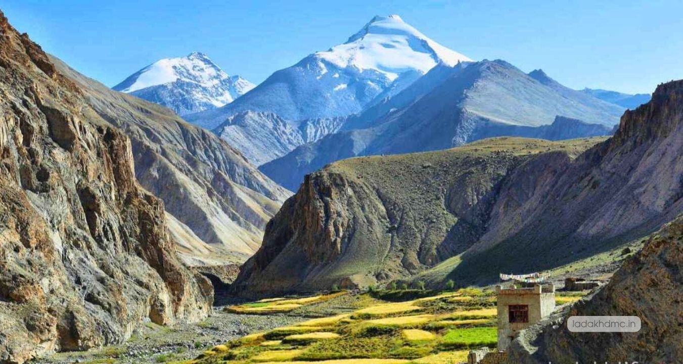 Panoramic view of Markha Valley with Himalayan mountains and serene landscapes in Leh Ladakh