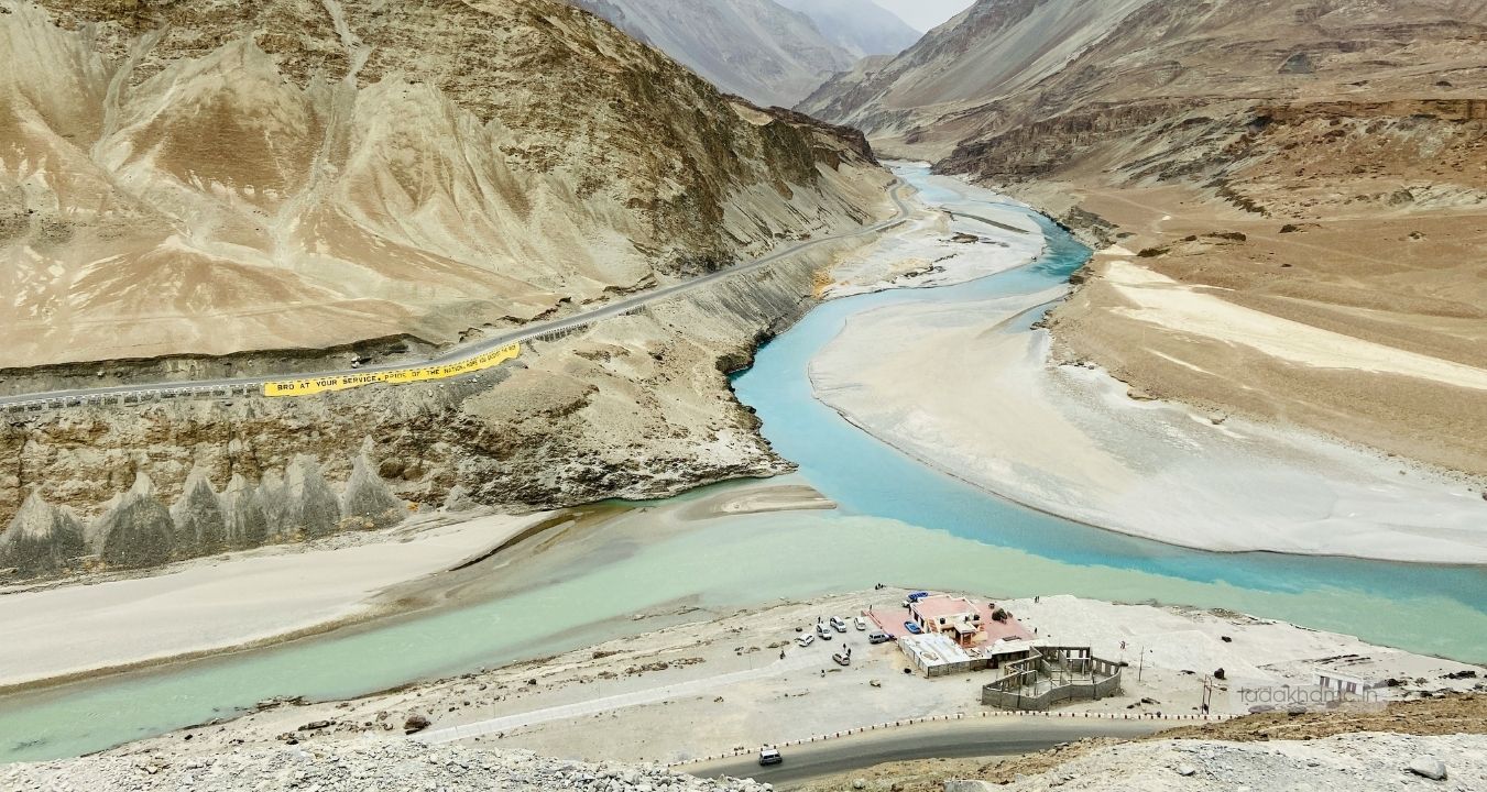 Sangam Point - confluence of Indus and Zanskar rivers