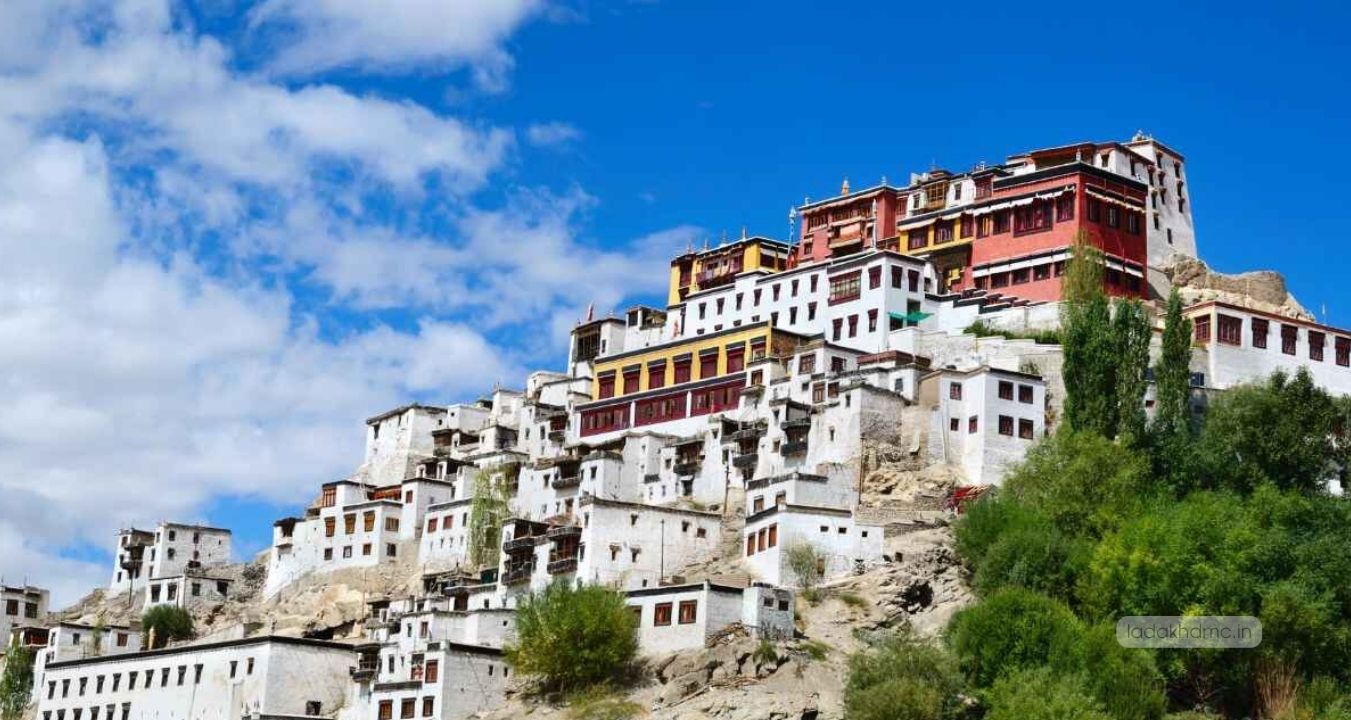 Large golden Buddha statue inside Shey Monastery in Ladakh