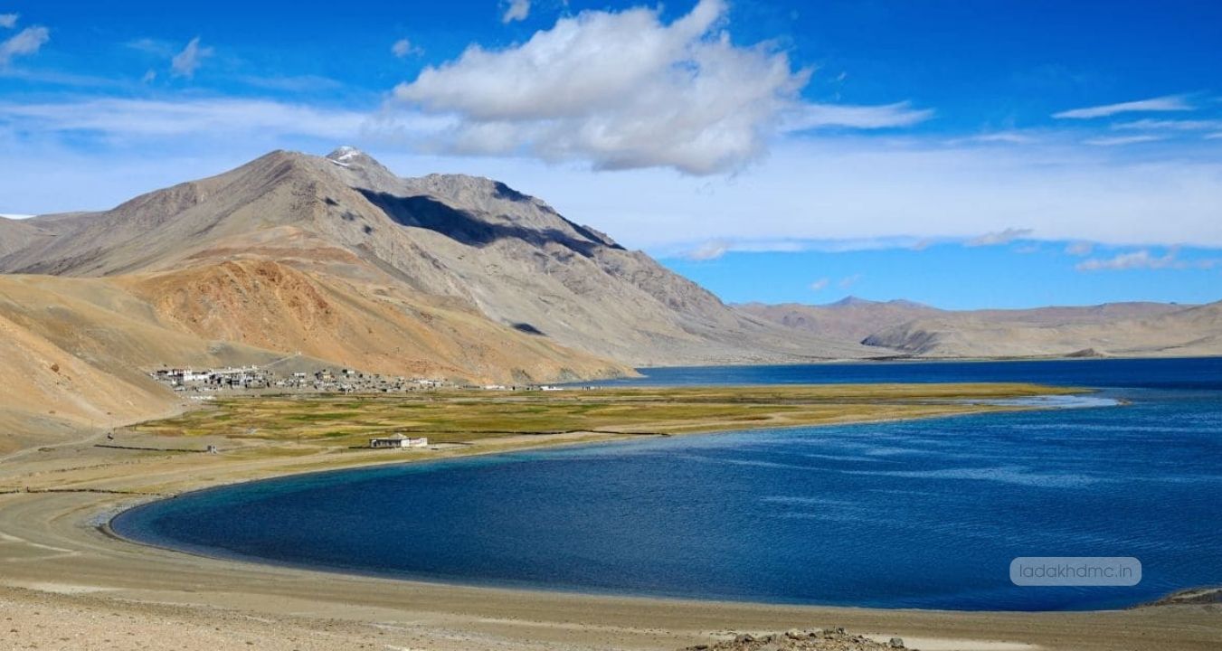 Kayaking on the turquoise waters of Pangong Tso with rugged mountains in Ladakh