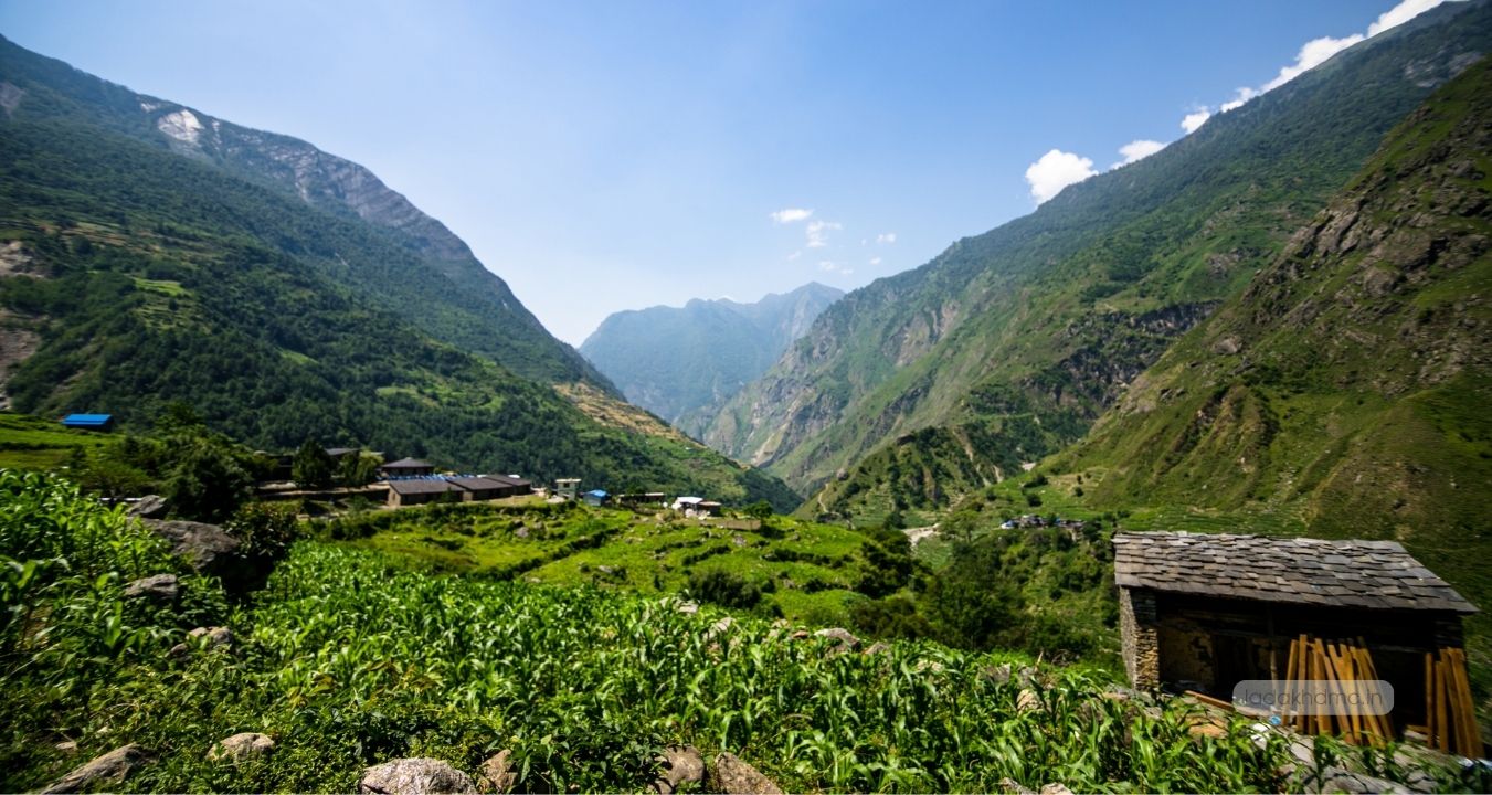 Panoramic view of Zojila Pass with winding roads, mountain peaks, and Himalayan landscape in Ladakh