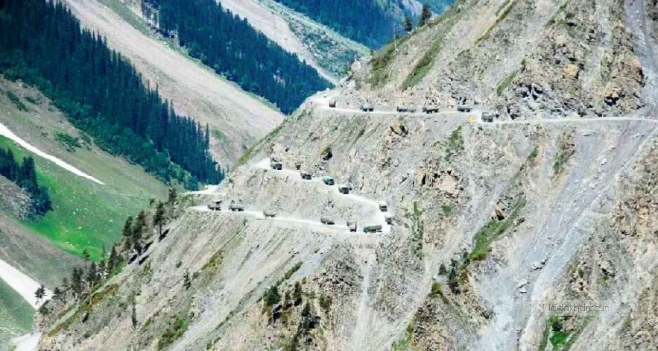 Zojila Pass surrounded by majestic Himalayan mountains and valleys in Ladakh